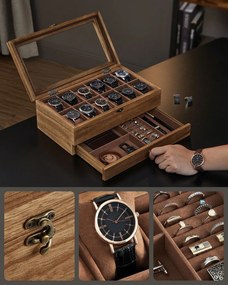 Úložný box na hodinky Vrangle 34 cm hnědý