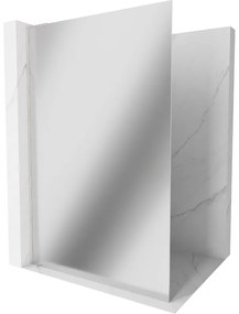 Mexen Kioto L, sprchová zástena Walk-In 90 x 200 cm, 8mm sklo vzor zrkadlo, brúsená oceľ profil, 800-090-103-97-50