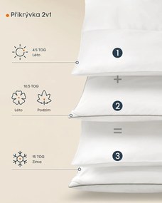 Sada 2 ks přikrývek DUVET 2v1 200x200 cm bílá