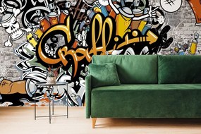 Tapeta graffiti na tehlovej stene - 300x200