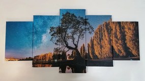 5-dielny obraz strom pod hviezdnou oblohou - 200x100