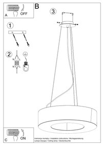 Závesné svietidlo Saturno, 1x biele textilné tienidlo, (biely plast), (fi 90 cm)