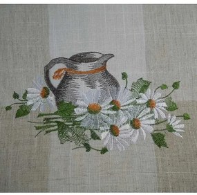 Ľanový obrus Džbán s kvetmi 40x140 cm