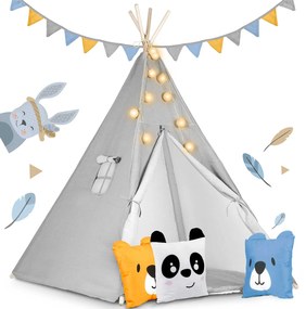 Detský stan Tepee so svetlom Nukido - sivý
