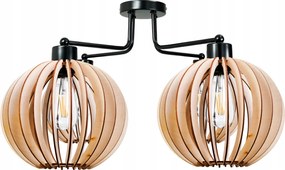 BERGE Závesná lampa DRON 4xE27 - DREVENÁ GUĽA