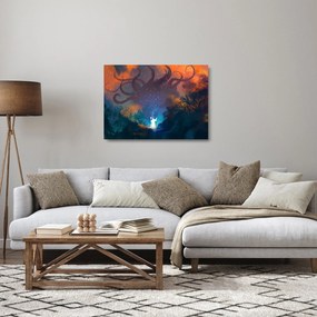 Sklenený obraz - Kúzliaci čarodejník (70x50 cm)