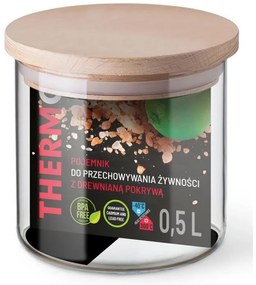 THERMO NÁDOBA NA POTRAVINY S DREVENÝM VEKOM 0,5L