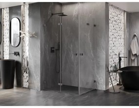 Mexen Lunar-F Duo, sklápací sprchový kút 100 x 75 cm, 8mm číre sklo, profil grafit brúsený, 836-100L-075P-66-00