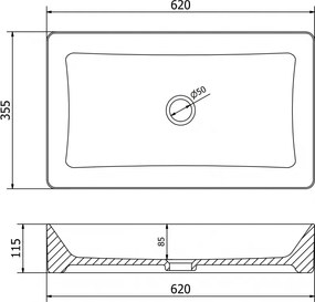 Mexen NADIA umývadlo, 60 x 35 cm, čierna matná, 21616085