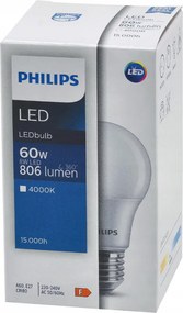 SADA 6 KS LED žiaroviek PHILIPS E27 8W 806lm Neutrálna farba 4000K A60