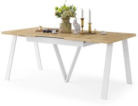 AVERY Dub Craft Zlatý / biela spodná časť - LOFTOVÝ / PRIEMYSELNÝ STÔL DO OBÝVAČKY/ JEDÁLNE ROZKLADACÍ DO 330 cm!