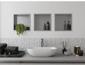 Mexen X-Wall-R, polička na zapustenie na obklad s golierom 30 x 30 cm, oceľová, 1910303010