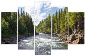 Gario Obraz na plátne Rieka v lese - 5 dielny Rozmery: 100 x 70 cm