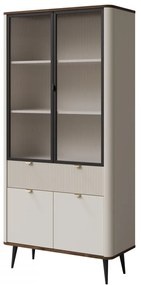 Vitrína Rotevio 1SD2W RT02, Farby: kašmír / kašmír + orech