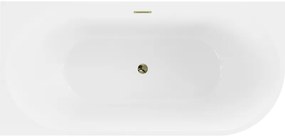 Mexen Mia, voľne stojaca rohová vaňa, lavá, 150 x 75 cm, biela-čierna, zlatý lesklý prepad, 52691507575L-50