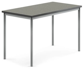Stôl SONITUS, 1200x700x760 mm, linoleum - tmavošedá, strieborná