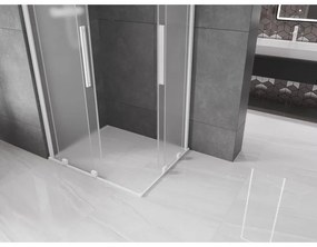 Mexen Velar Duo, sprchový kút s posuvnými dverami 90 x 80 cm, 8mm sklo námraza, biela matná, 871-090-080-32-20