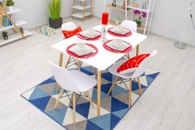 Jedálenský set 1 + 4, stôl ADRIA 120x80cm biely + stoličky BALI MARK sivá