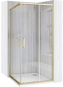 Rea City, sprchovací kút s posuvnými dverami 90(dvere) x 90(dvere) x 190 cm, zlatý matný profil + čierna sprchová vanička Savoy, KPL-K6445