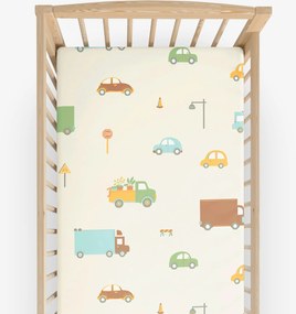 Goldea bavlnená napínacia plachta do detskej postieľky - svet autíčok 60 x 120 cm