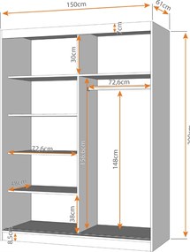Šatníková skriňa VICTOR III 150 - dub sonoma/biela (viac variant)
