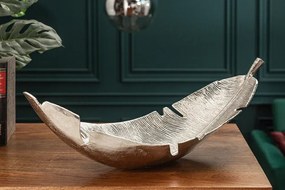 Moderná dekoračná misa SILVER LEAF, 62 cm, strieborná