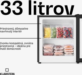 Klarstein Garfield Eco, mini mraznička, 33 l, energet. trieda E+, 4 hviezdičky, kompaktná