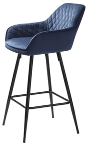 Modrá zamatová barová stolička (výška sedadla 67 cm) Milton – Unique Furniture