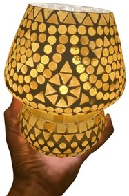 Mosaic lampa stolná orientálna Mushroom AMBER 17 cm