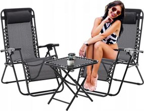 GARDEN LINE Súprava 2 záhradných stoličiek so stolom "Combo Set" v čiernej farbe LEZ7550