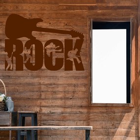 Veselá Stena Samolepka Nápis ROCK Farba: hnědá, Veľkosť: 40 x 28 cm