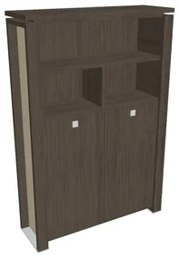Vysoká šatníková skriňa Verno+ S 140 x 46 x 210 cm, s regálom, dub antracit / vanilka