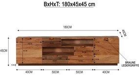 furniture-nabytek.cz - Masívny TV stolík z recyklovaného starého dreva, hnedý – 180×45×45 cm