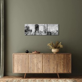 Obraz - Coffee art city (s hodinami) (90x30 cm)