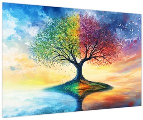 Obraz – Maľovaný strom ročných období (90x60 cm)