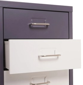 Zásuvková skrinka Boston T851 - 69x28x41cm, 6 zásuviek - tmavosivá biela-tmavosivá