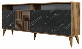 Skrinka Milan 2 Walnut and Black Marble