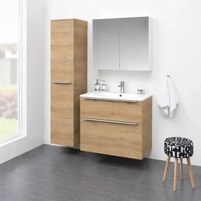 Mereo Mailo, kúpeľňová skrinka s keramickým umývadlom 61 cm, dub Riviera, elox AL madlo, MER-CN520A