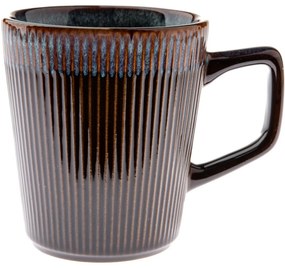 Súprava 6 keramických hrnčekov Rustik 410 ml, tmavohnedá