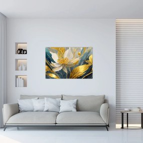 Obraz - Maľba zlatých kvetov (90x60 cm)