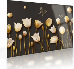 Sklenený obraz - Tulipány - abstraktné (70x50 cm)