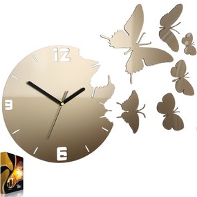 3D nalepovacie hodiny Butterfly metallic tortora