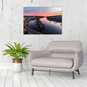 Sklenený obraz nočnej Prahy (70x50 cm)