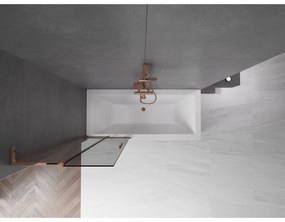 Mexen Velar L, 2-krídlová posuvná vaňová zástena 75 x 150 cm, 8mm šedé sklo, ružové zlato, 896-075-003-41-60