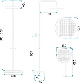 Rea Farel, sprchový set s vaňovým výtokom, zlatá matná, REA-P0355