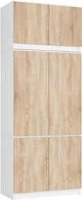 Skriňa s nadstavcom S 90 cm biela / dub sonoma