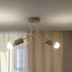 Prisadený luster OXFORD 2xE27/15W/230V borovica/krémová