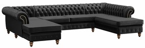 PROXIMA.store - Luxusná sedačka CHESTERFIELD LONG U FARBA NÔH: čierna, DRUH LÁTKY: TORRE - 10, FARBA OZDOBNÝCH ŠPENDLÍKOV: staré zlato