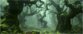 Obraz - Les prerastený machom (120x50 cm)