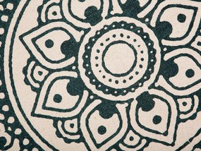 Okrúhly bavlnený koberec so strapcami ø 120 cm béžová/zelená IRICE Beliani